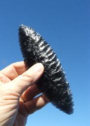 Rainbow obsidian from Glass Buttes in Oregon -- Cascade style spear point -- made 2009 A.D.