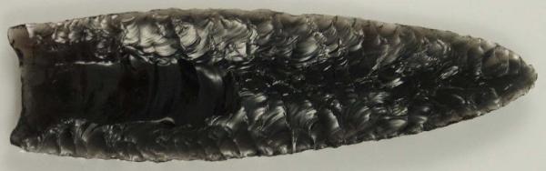 Paleo-Indian Clovis Style Spear Point of Obsidian -- 2004 A.D.