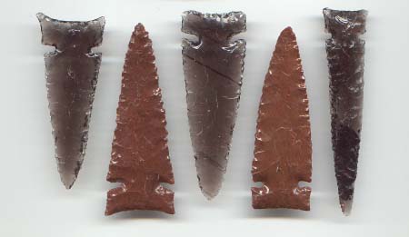 Set of 5 Desert Side Notch Arrowheads -- 2004, 2005 A.D.
