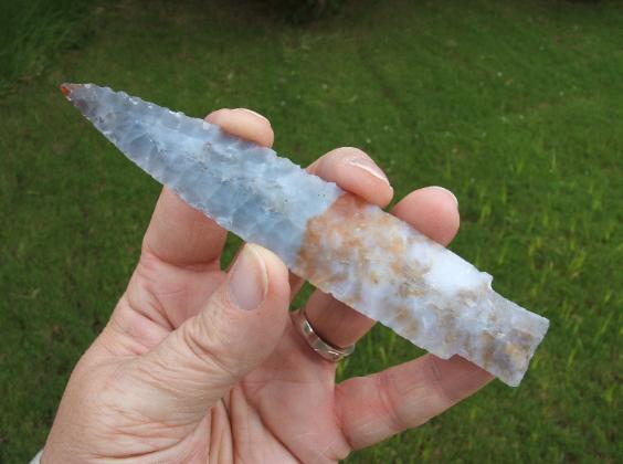Paleo-Indian Scottsbluff Style Spear Point -- Paiute Agate -- 2007 A.D.
