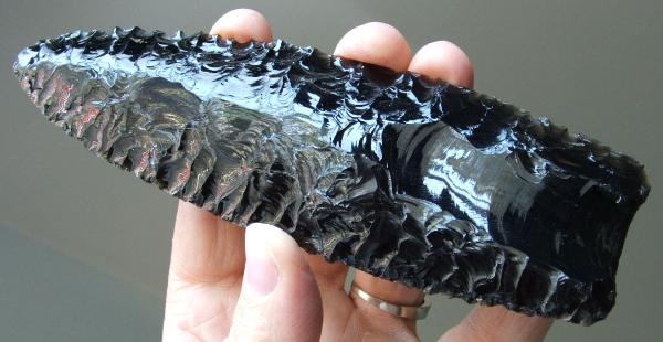 Clovis Point -- Black Obsidian -- 2004 A.D.